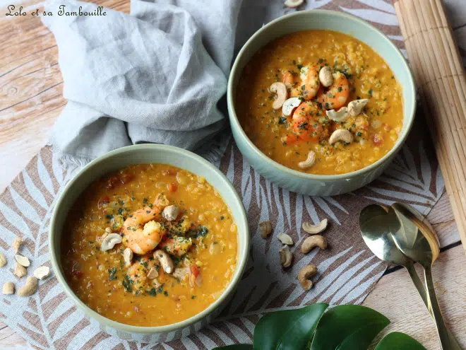 Soupe de Lentilles aux Crevettes